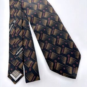 Valentino Cravatte Vintage 80s Silk Geometric Tie